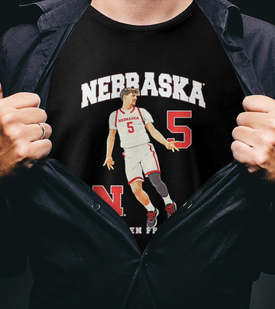 Braden Frager Nebraska Cornhuskers Basketball Number 5 N T-Shirt