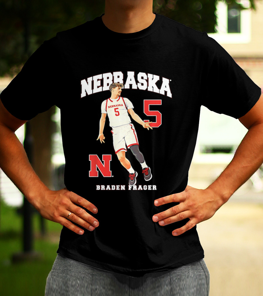 Braden Frager Nebraska Cornhuskers Basketball Number 5 N T-Shirt