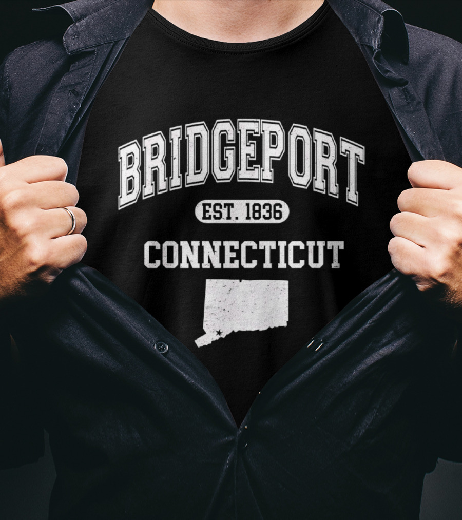 Bridgeport Connecticut EST 1836 State Map Varsity T-Shirt