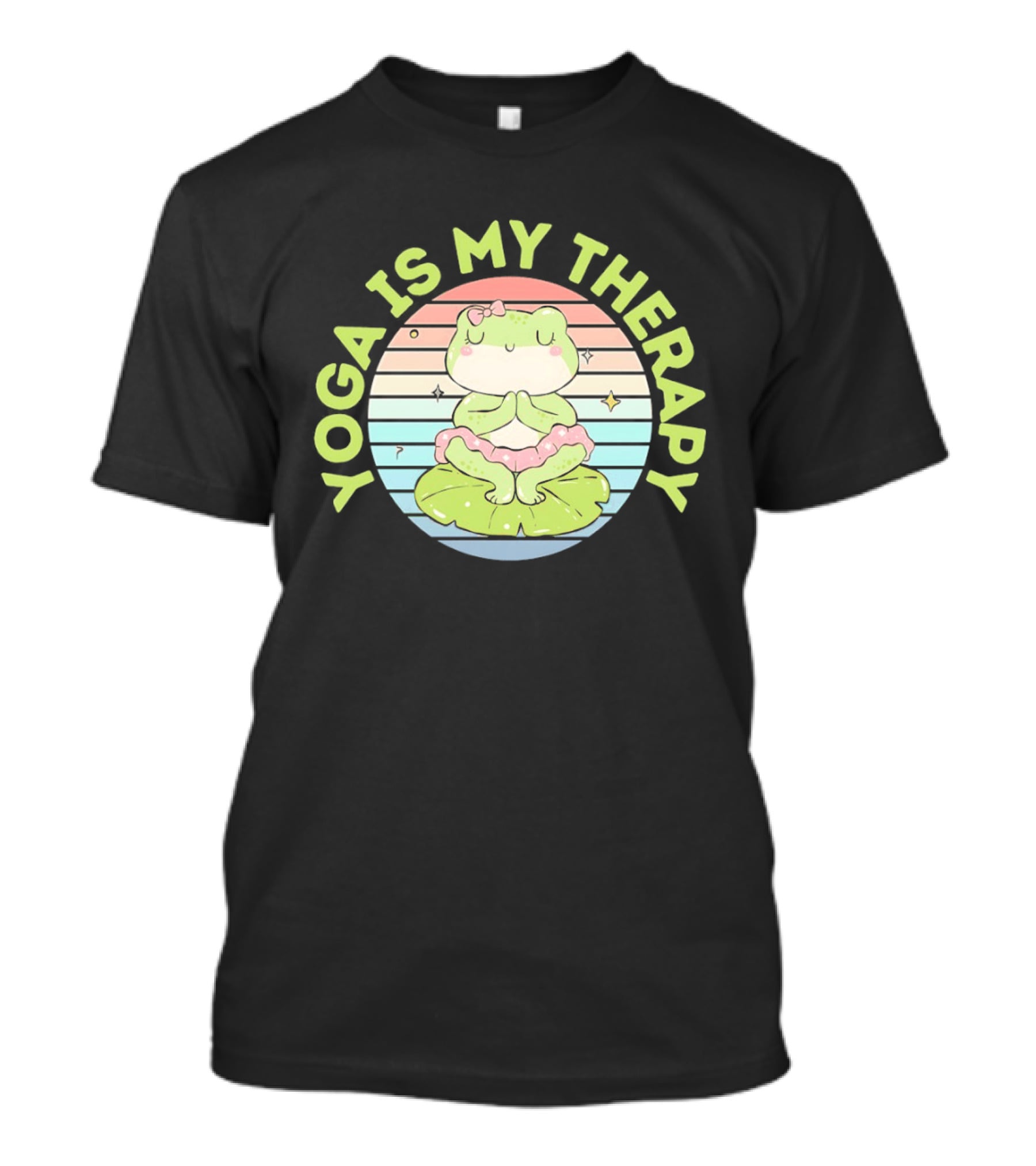 Frog Yoga Is My Therapy Cute Pastel Lotus Pose T-Shirt