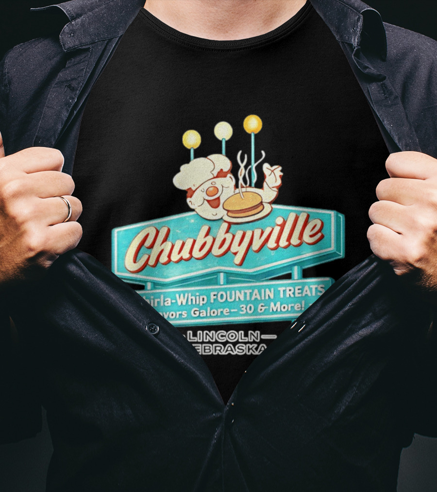 Chubbyville Whirla Whip Fountain Treats Flavors Galore 30 & More Lincoln Nebraska T-Shirt