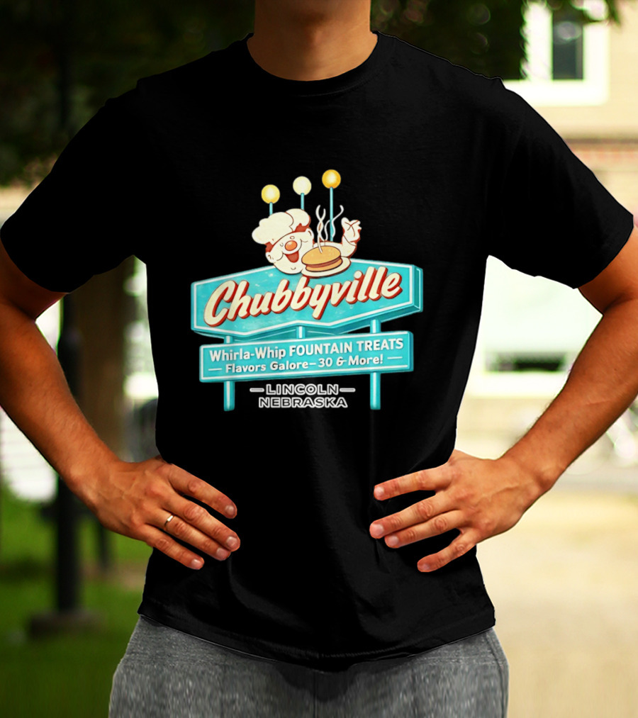 Chubbyville Whirla Whip Fountain Treats Flavors Galore 30 & More Lincoln Nebraska T-Shirt