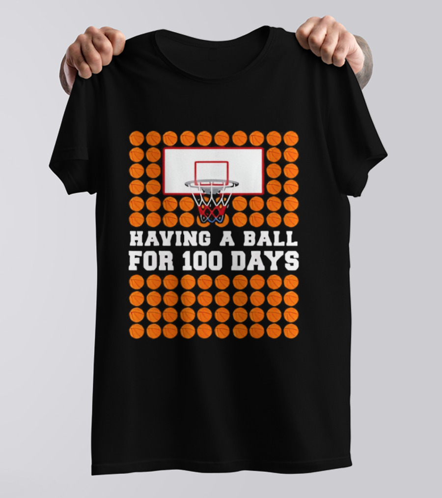 100 Days Of School Basketball Fun 100th Day Balls T-Shirt