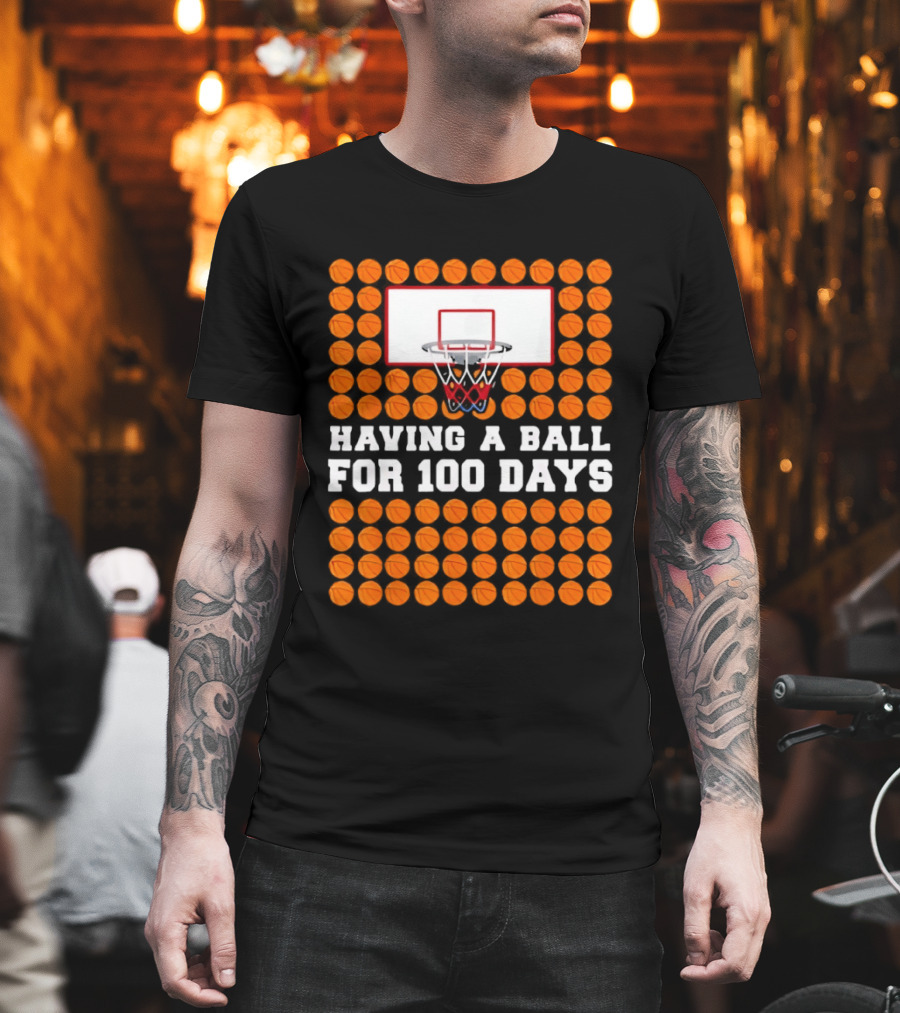 100 Days Of School Basketball Fun 100th Day Balls T-Shirt