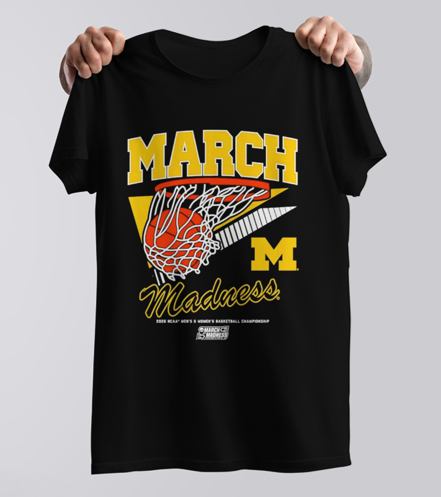 Michigan Wolverines March Madness MBB & WBB 2026 Basketball Championship Swish T-Shirt