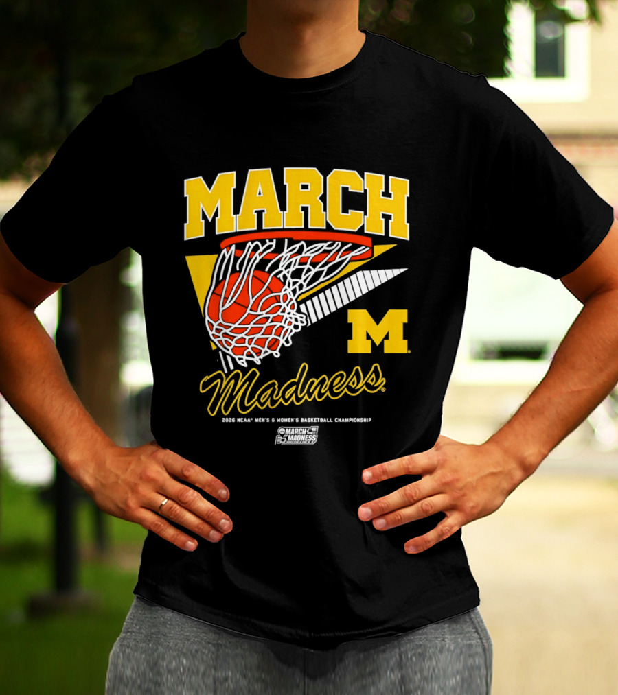 Michigan Wolverines March Madness MBB & WBB 2026 Basketball Championship Swish T-Shirt