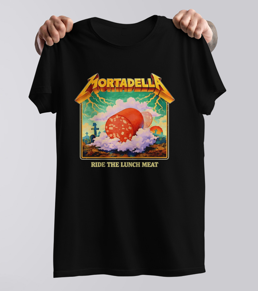 Mortadella Ride The Lunch Meat Clouds And Lightning Adventure T-Shirt