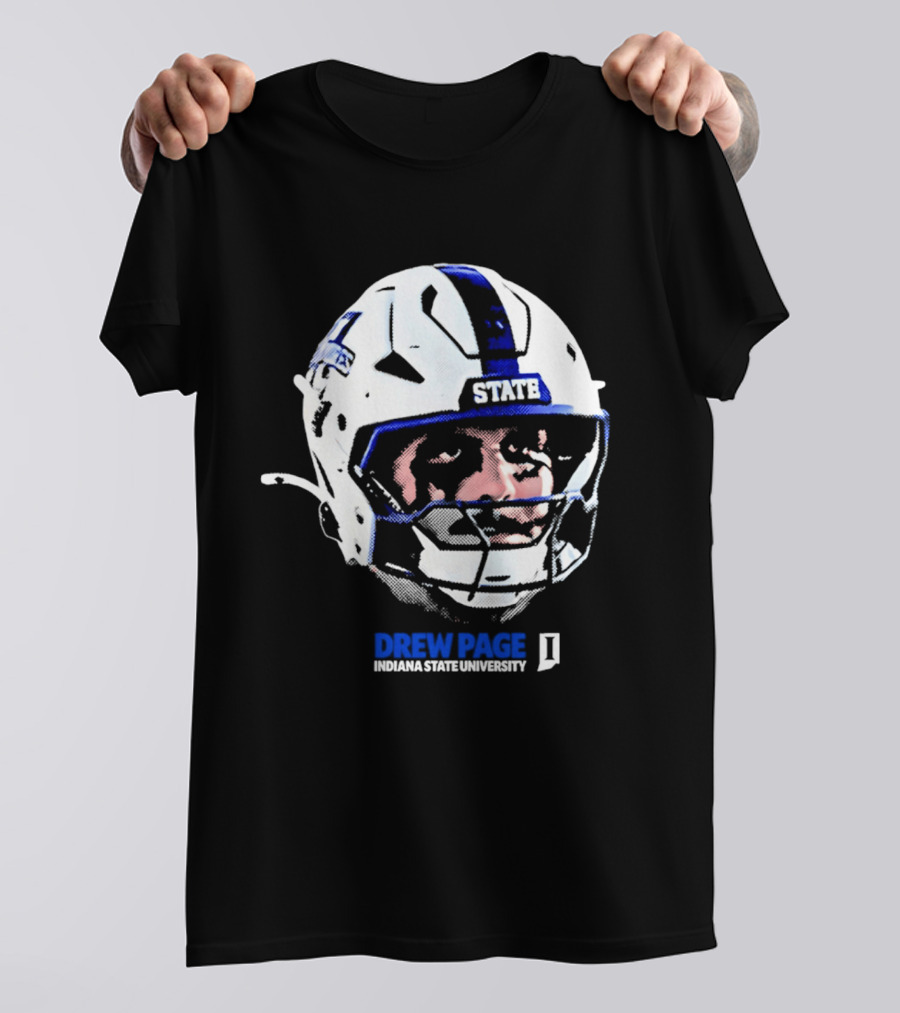 Drew Page Indiana State University Football Helmet Big Head T-Shirt