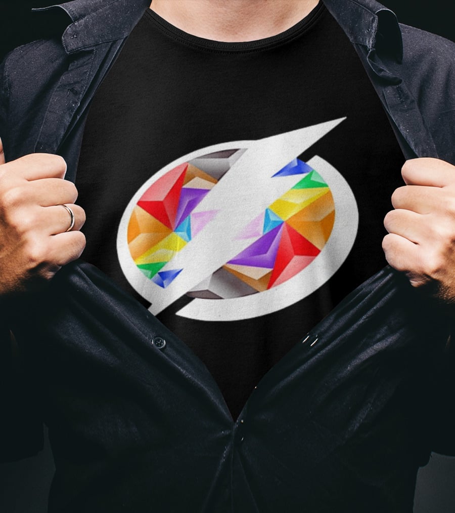 Tampa Bay Lightning Rainbow Pride Lightning Bolt T-Shirt