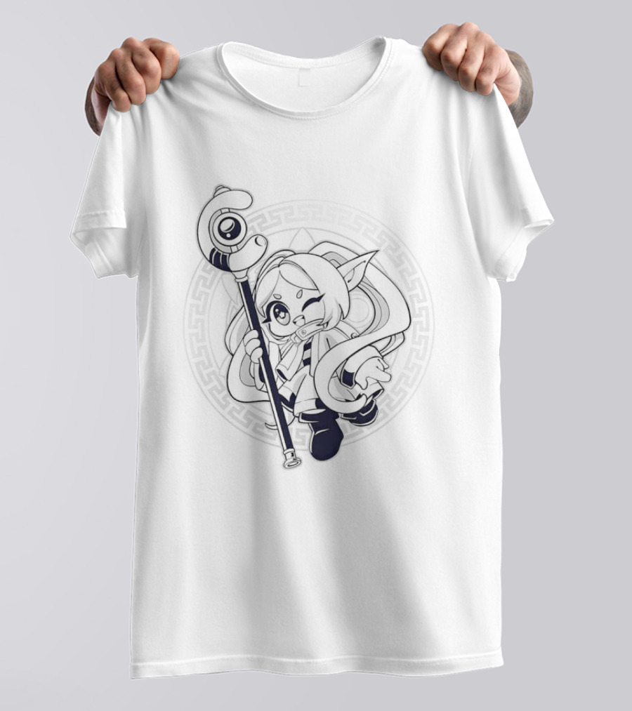 Beyond Journey's End Frieren Chibi Staff Enchanter Circle T-Shirt