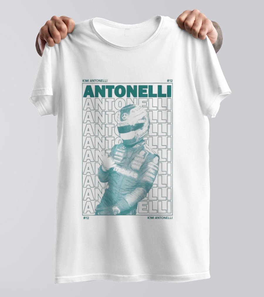 Kimi Antonelli 12 Motorsport Formula One Racing Signature Racer Print T-Shirt