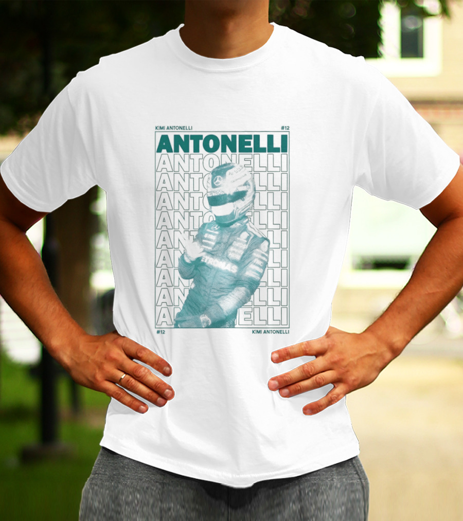 Kimi Antonelli 12 Motorsport Formula One Racing Signature Racer Print T-Shirt
