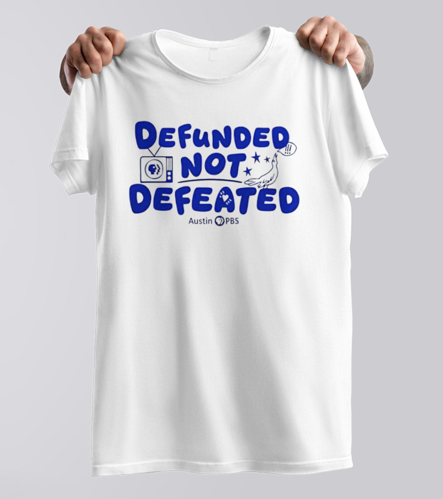 Defunded Not Defeated Austin PBS Vintage Television And Bird T-Shirt