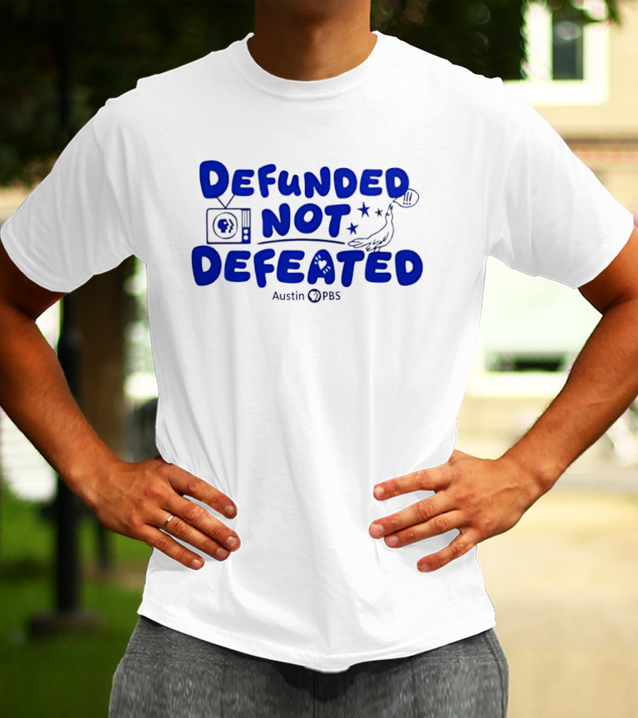 Defunded Not Defeated Austin PBS Vintage Television And Bird T-Shirt