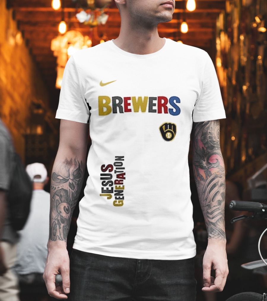 Nike Brewers Jesus Generation Tour Milwaukee Baseball T-Shirt