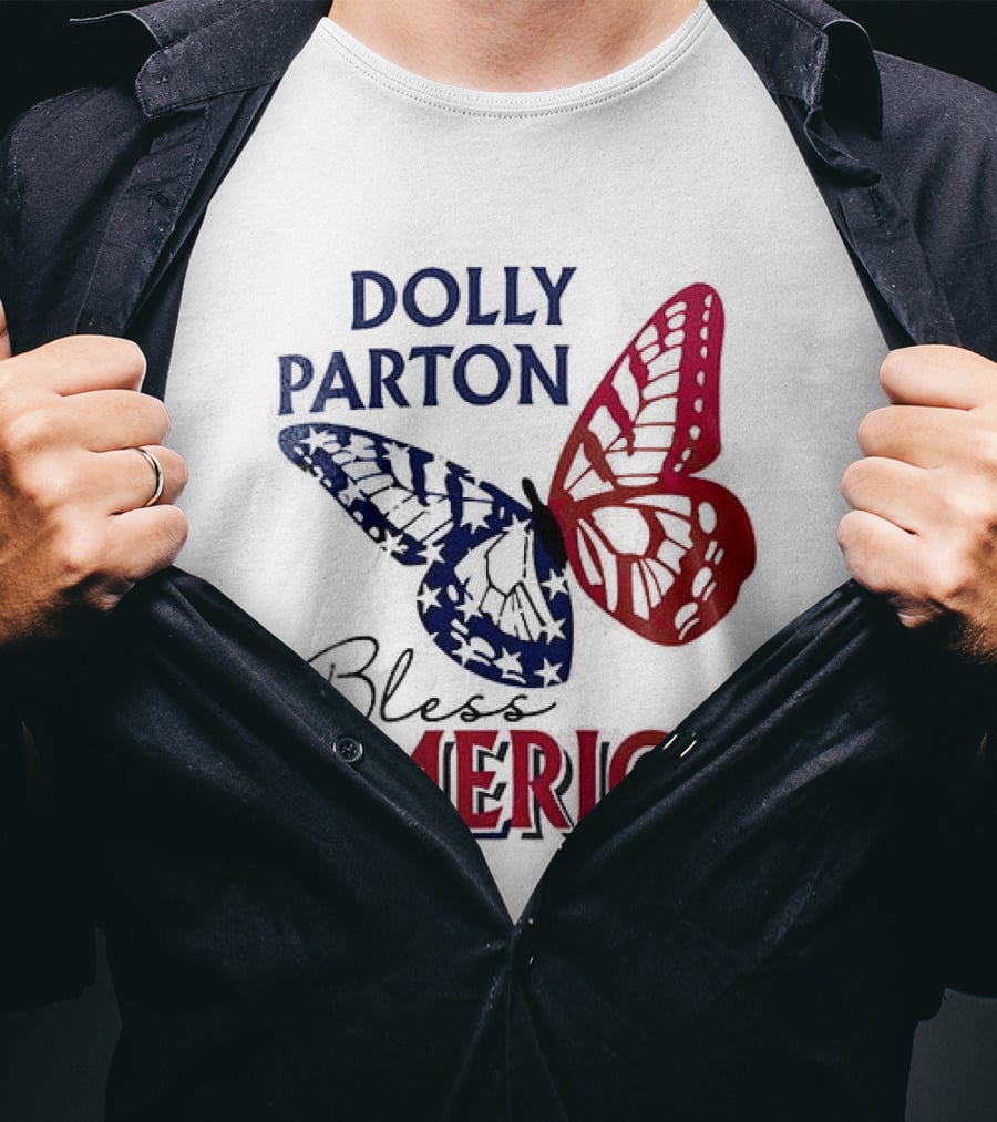 Dolly Parton Bless America Patriotic Butterfly Team USA 250th Anniversary T-Shirt