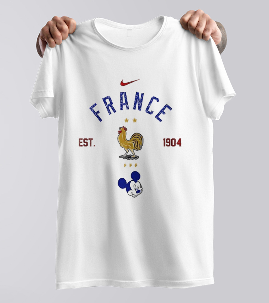 France Mickey Mouse Soccer Rooster Est 1904 Nike T-Shirt
