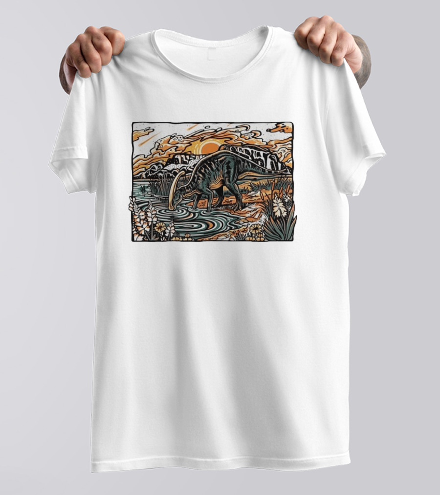 Parasaurolophus Dream In Cretaceous Landscape T-Shirt
