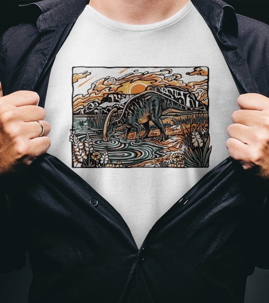 Parasaurolophus Dream In Cretaceous Landscape T-Shirt