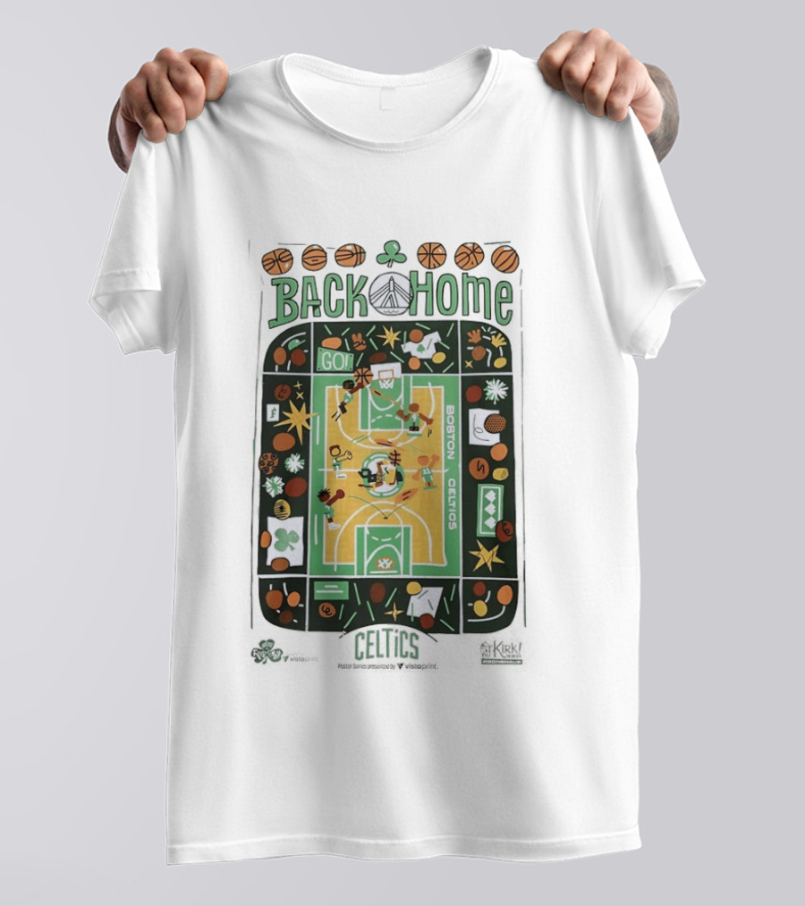 Back Home Boston Celtics Basketball Court With Go Team Spirit T-Shirt