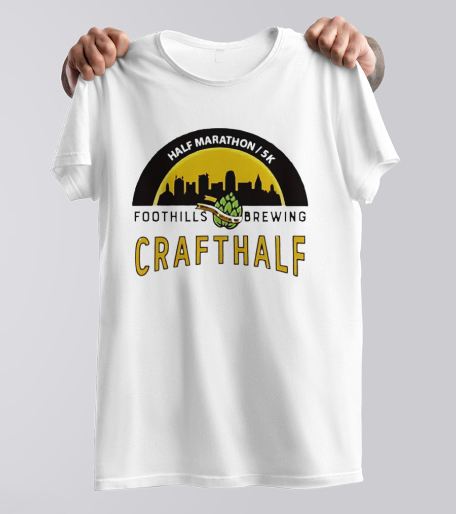 Foothills Brewing CrafHalf Half Marathon 5K City Skyline T-Shirt
