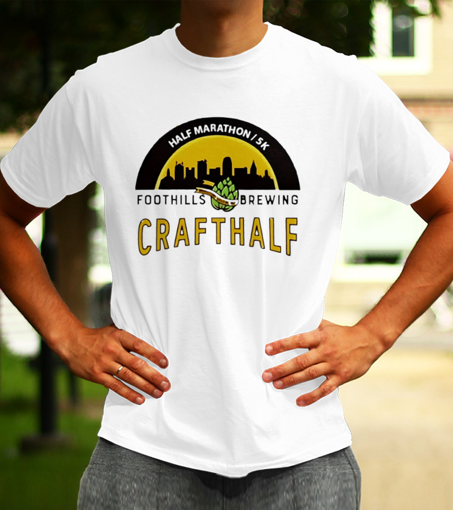 Foothills Brewing CrafHalf Half Marathon 5K City Skyline T-Shirt