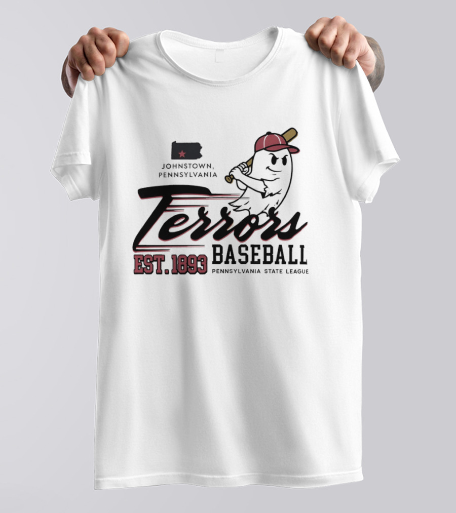 Johnstown Terrors Baseball Pennsylvania State League Est 1893 Ghost T-Shirt