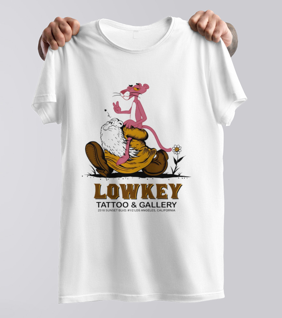 Pink Panther Lowkey Tattoo Gallery 2516 Sunset Blvd Los Angeles California T-Shirt