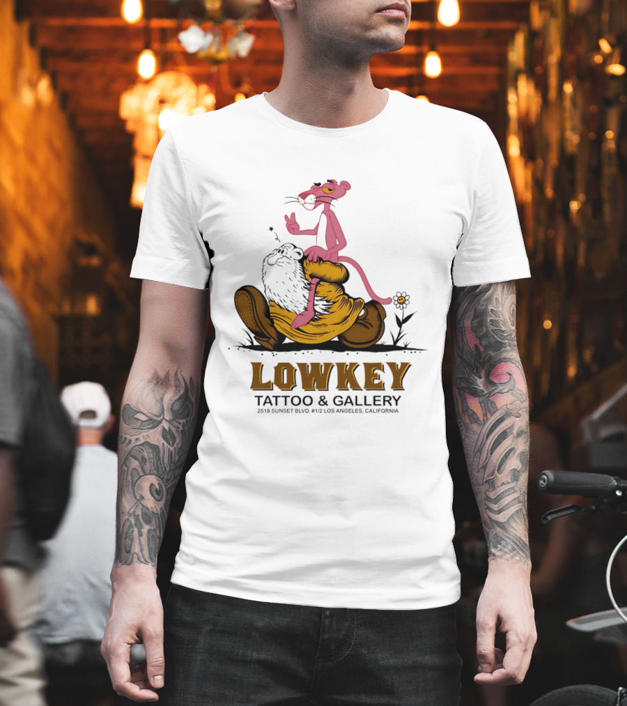 Pink Panther Lowkey Tattoo Gallery 2516 Sunset Blvd Los Angeles California T-Shirt