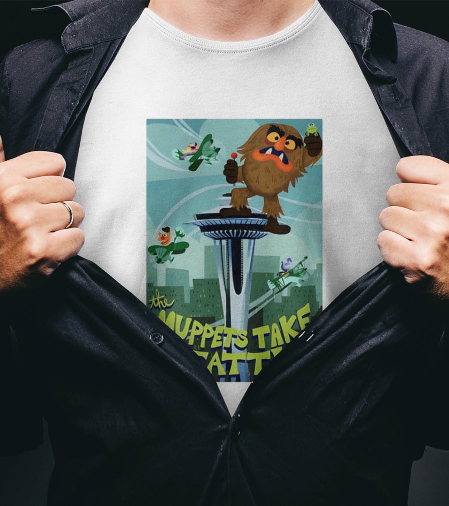 The Muppets Take Seattle Space Needle Adventure With Frog And Characters T-Shirt