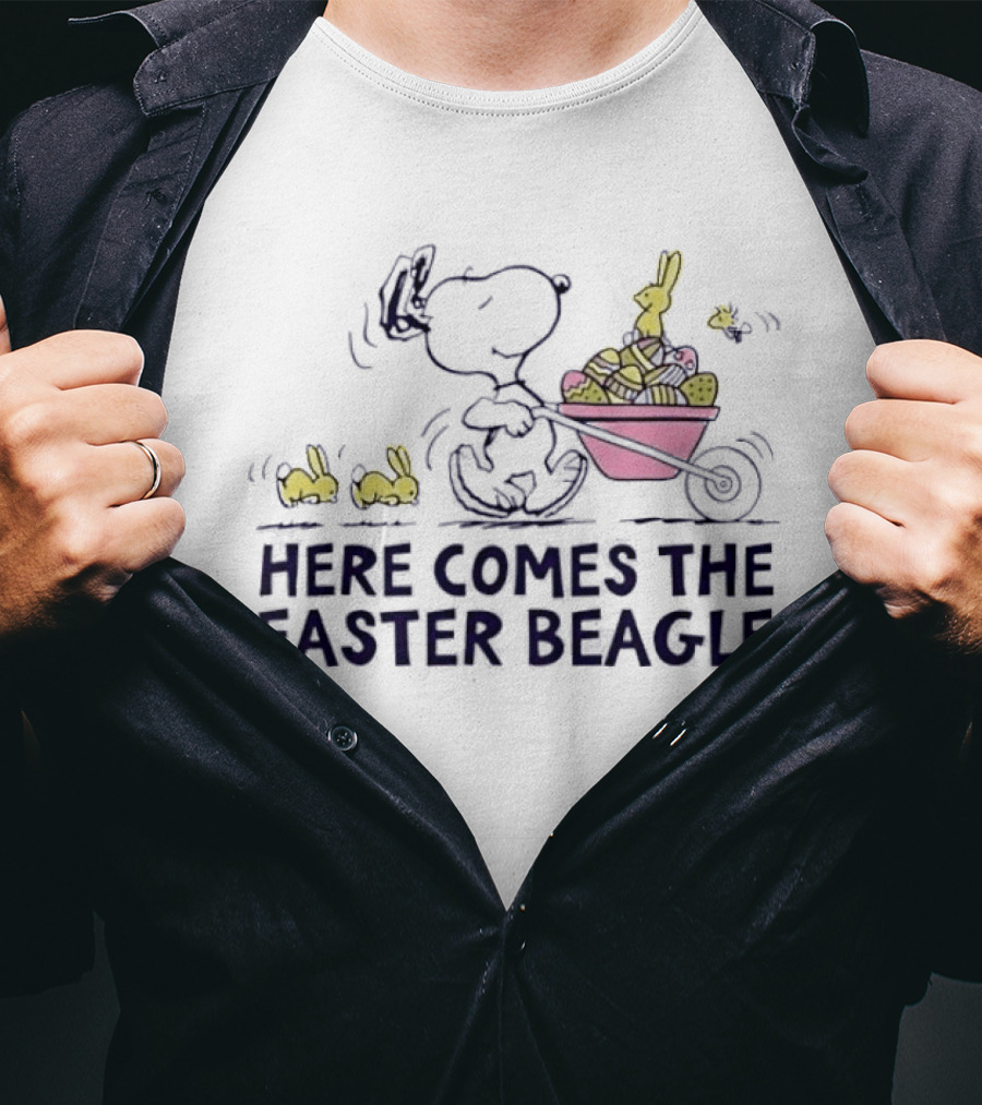 Snoopy Easter Beagle With Bunnies And Basket T-Shirt