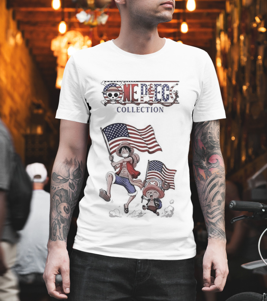 One Piece Collection United States Of America 250th Anniversary Flags T-Shirt