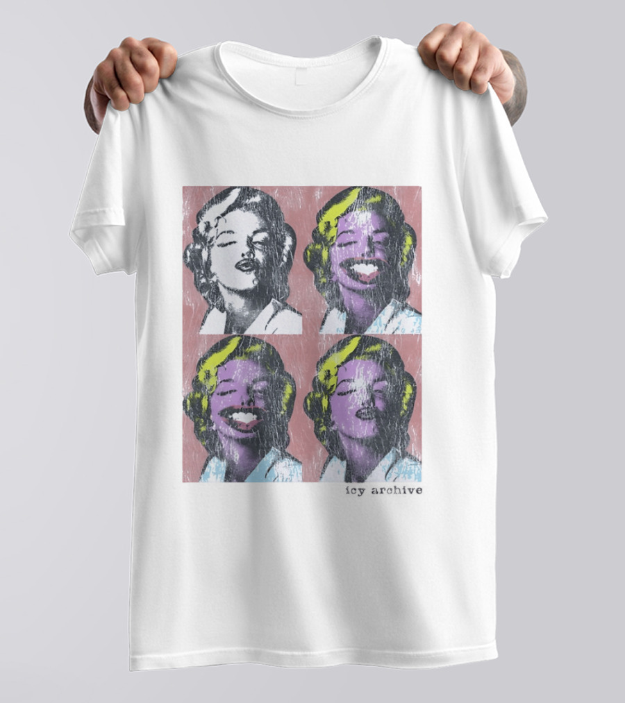 Marilyn Monroe Face Pop Art Style Vintage Grid Warhol Influence T-Shirt