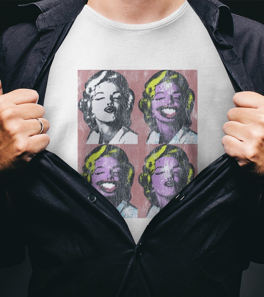 Marilyn Monroe Face Pop Art Style Vintage Grid Warhol Influence T-Shirt