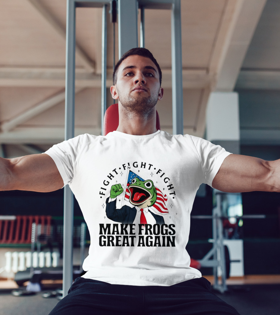 Fight Fight Fight Pepe Suit Make Frogs Great Again USA Flag T-Shirt