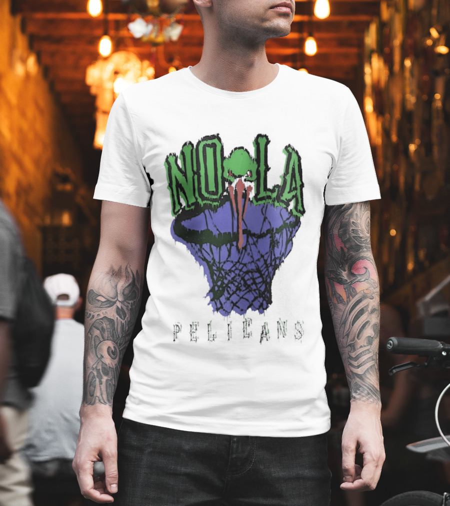 NOLA New Orleans Pelicans Basketball Hoop T-Shirt