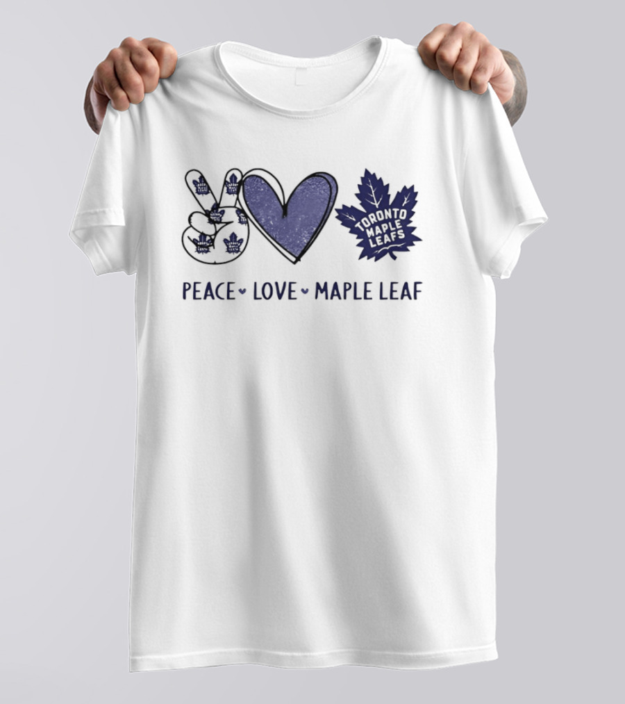 Peace Love Toronto Maple Leafs Hockey Team Hands Sign Maple Leaf T-Shirt