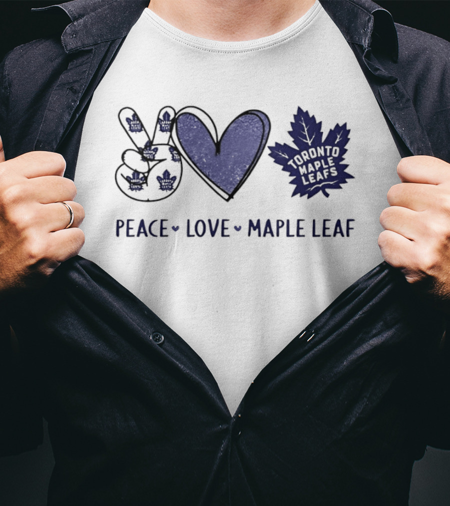 Peace Love Toronto Maple Leafs Hockey Team Hands Sign Maple Leaf T-Shirt