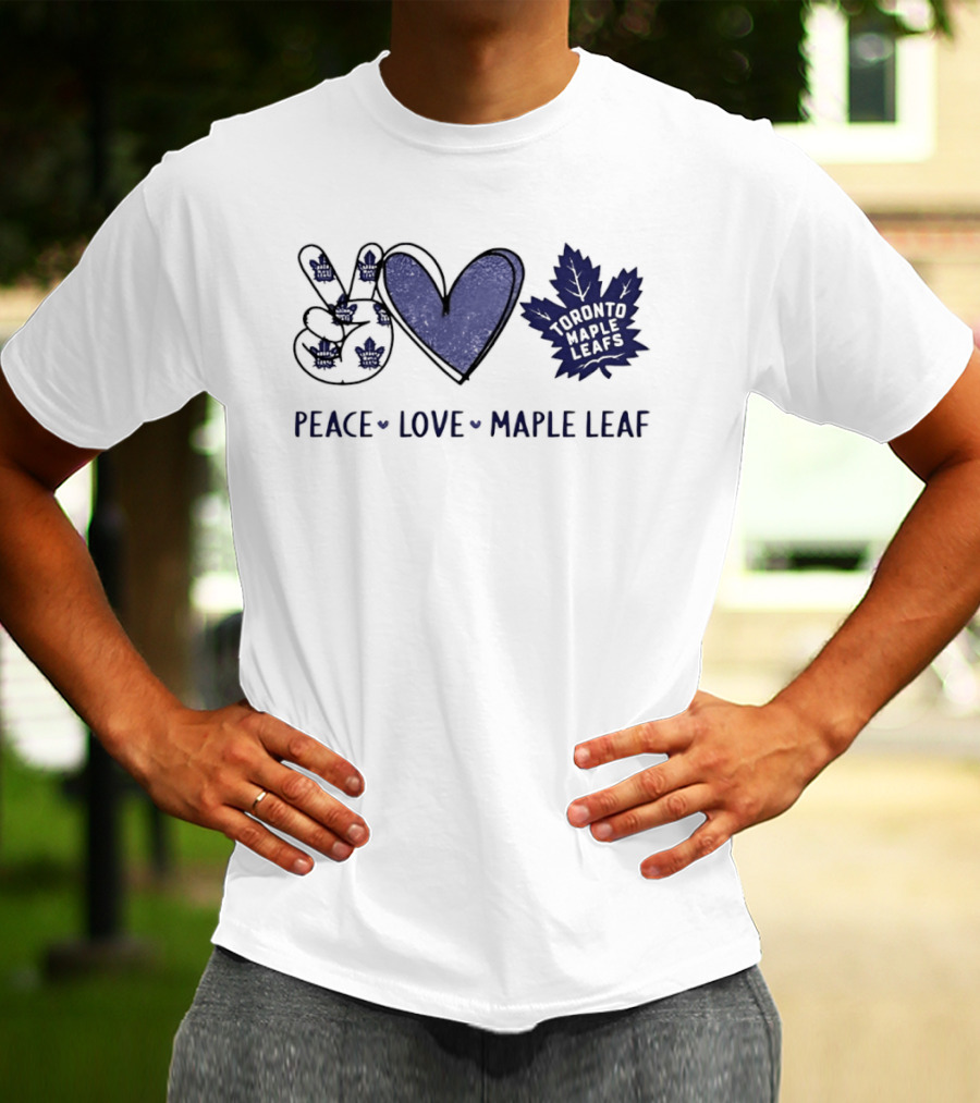 Peace Love Toronto Maple Leafs Hockey Team Hands Sign Maple Leaf T-Shirt