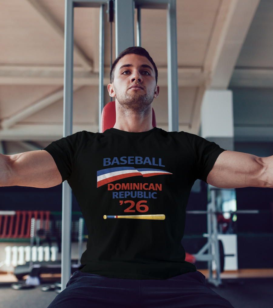 Dominican Republic Baseball 2026 Flag And Bat T-Shirt