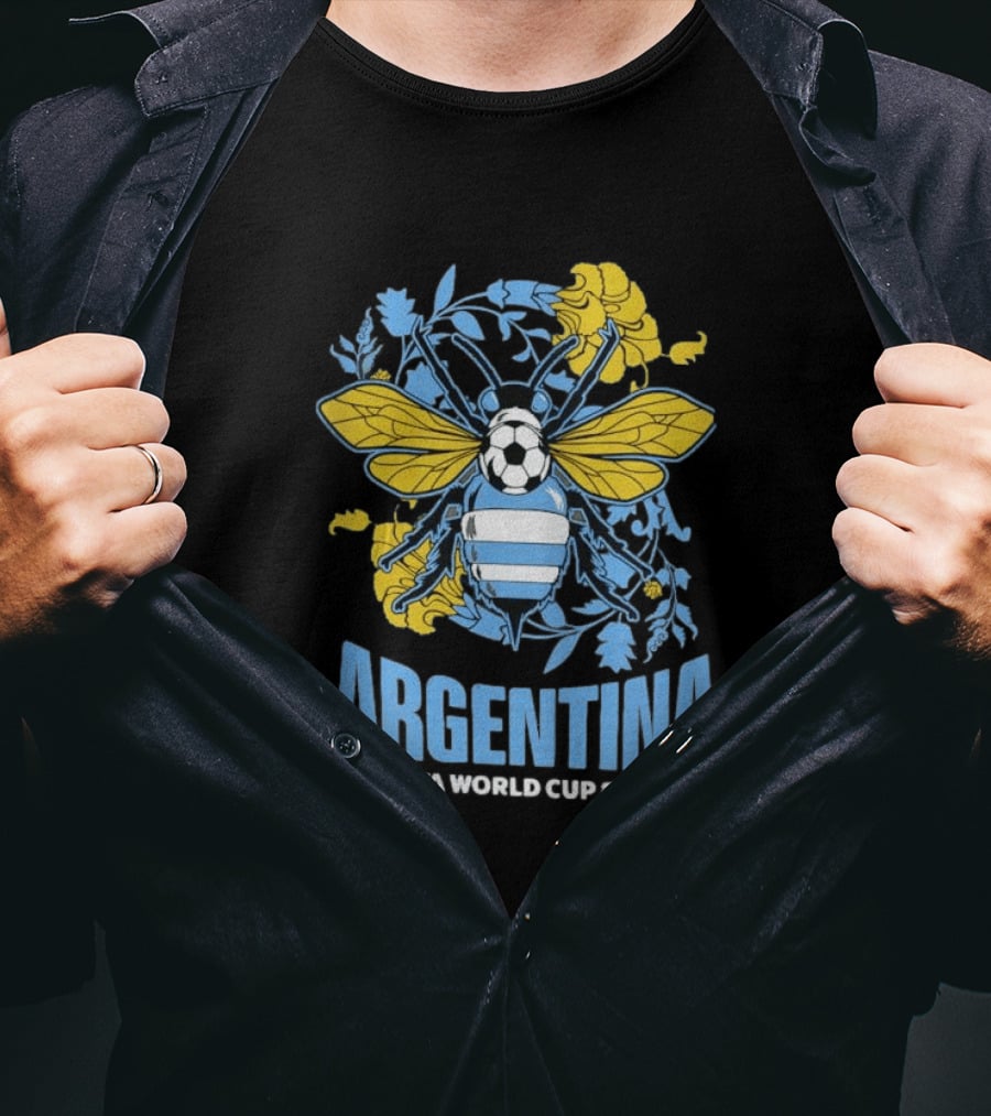 Argentina FIFA World Cup 26 Bee Soccer Ball Wings Floral T-Shirt