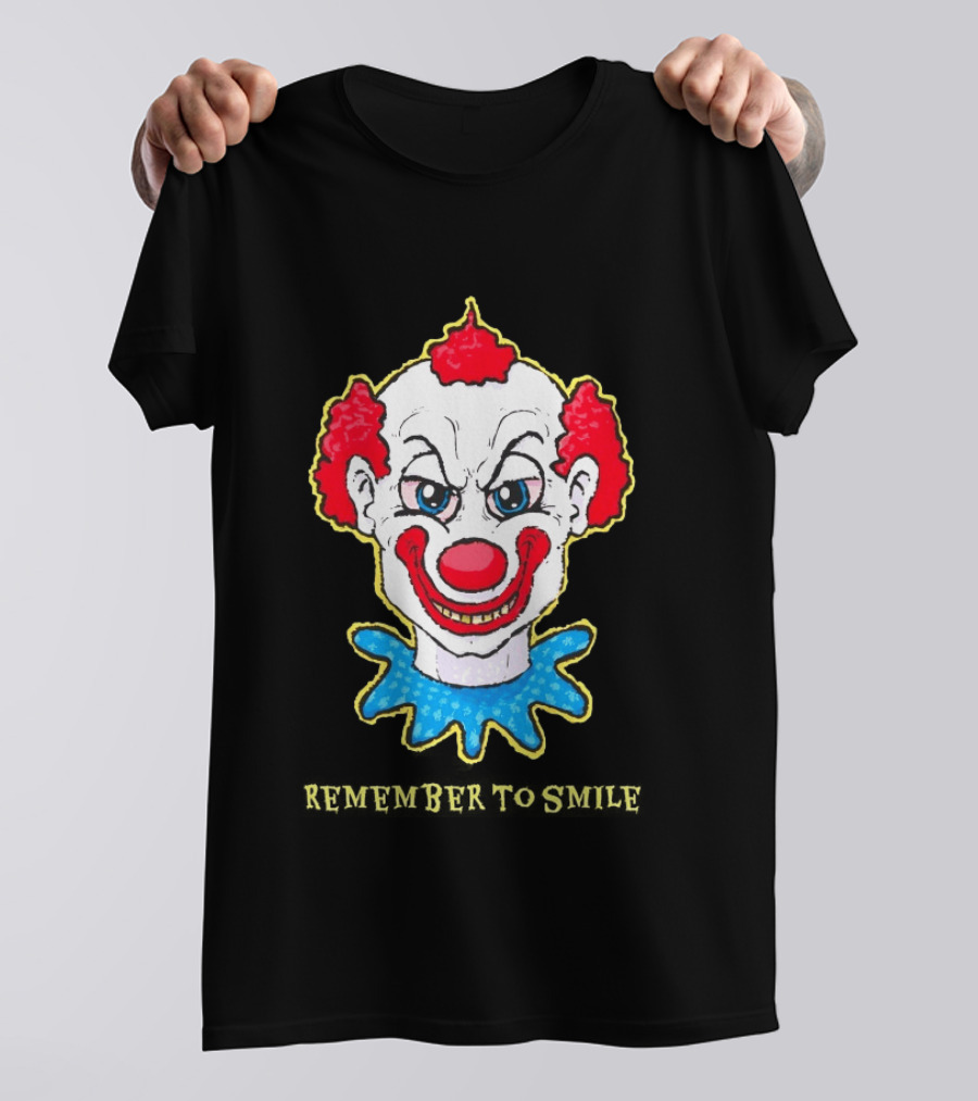 Evil Clown Remember To Smile Creepy Red White Blue T-Shirt