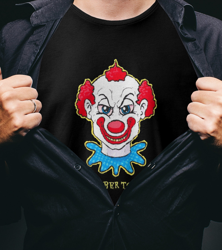 Evil Clown Remember To Smile Creepy Red White Blue T-Shirt