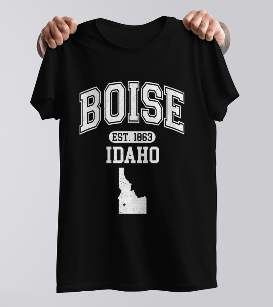 Boise Idaho Est 1863 Varsity Map T-Shirt