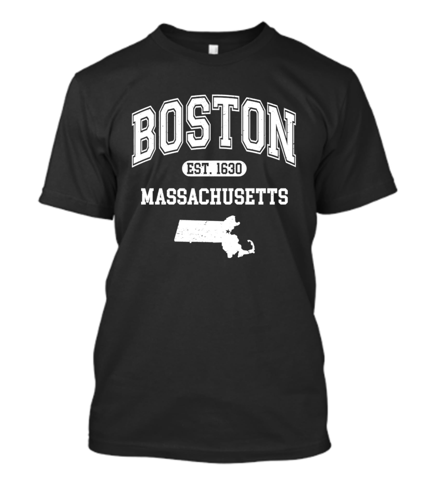 Boston Massachusetts Est 1630 Varsity With State T-Shirt