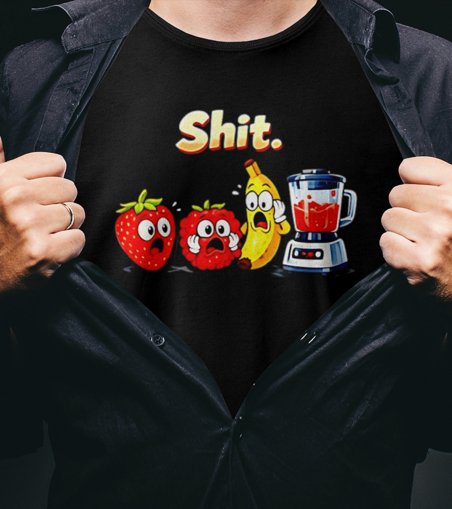 Panic Fruit Characters Blender Humor Smoothie Shit T-Shirt