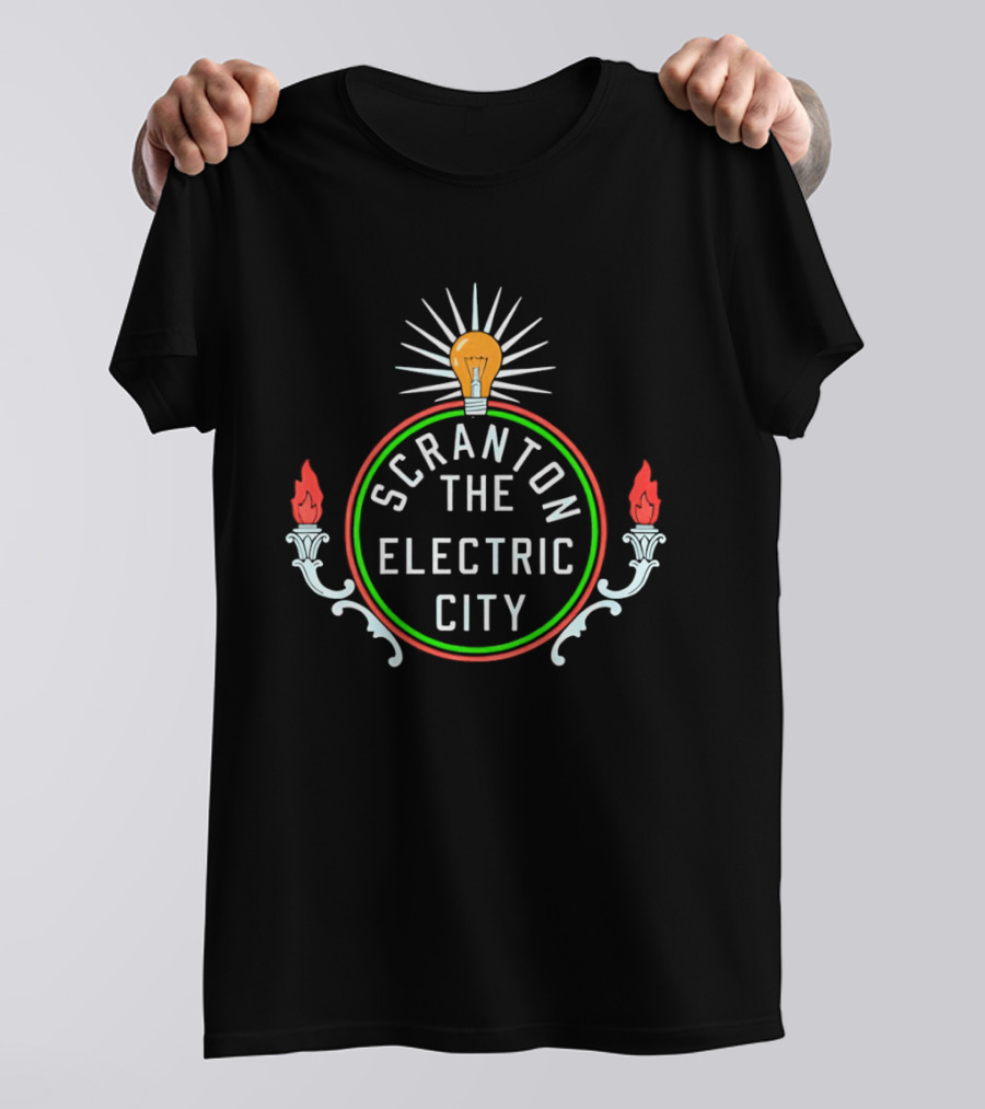 Scranton The Electric City Neon Lightbulb T-Shirt