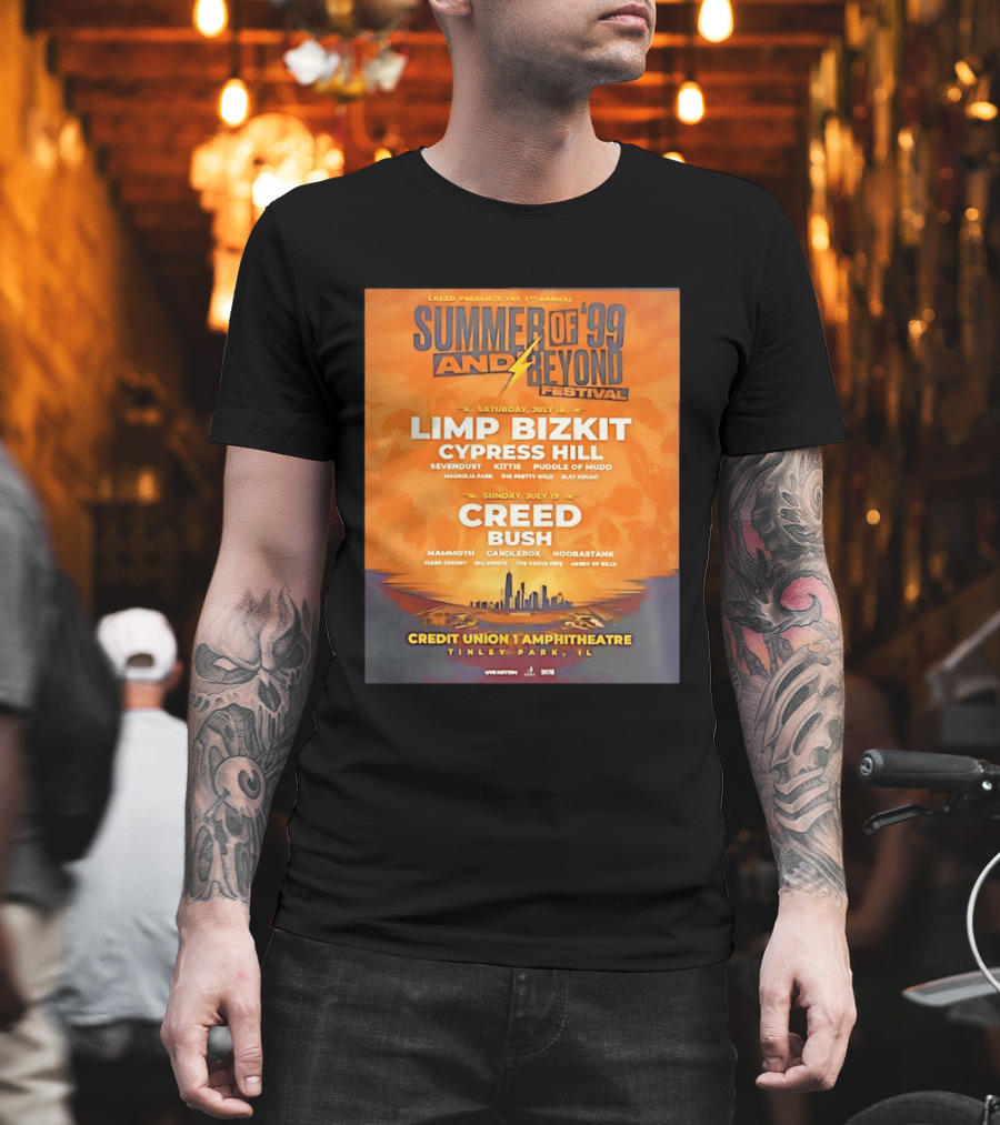 Creed Presents Summer Of '99 And Beyond Festival 2026 Full Lineup With Limp Bizkit And Creed At Credit Union Amphitheatre Tinley Park Illinois T-Shirt