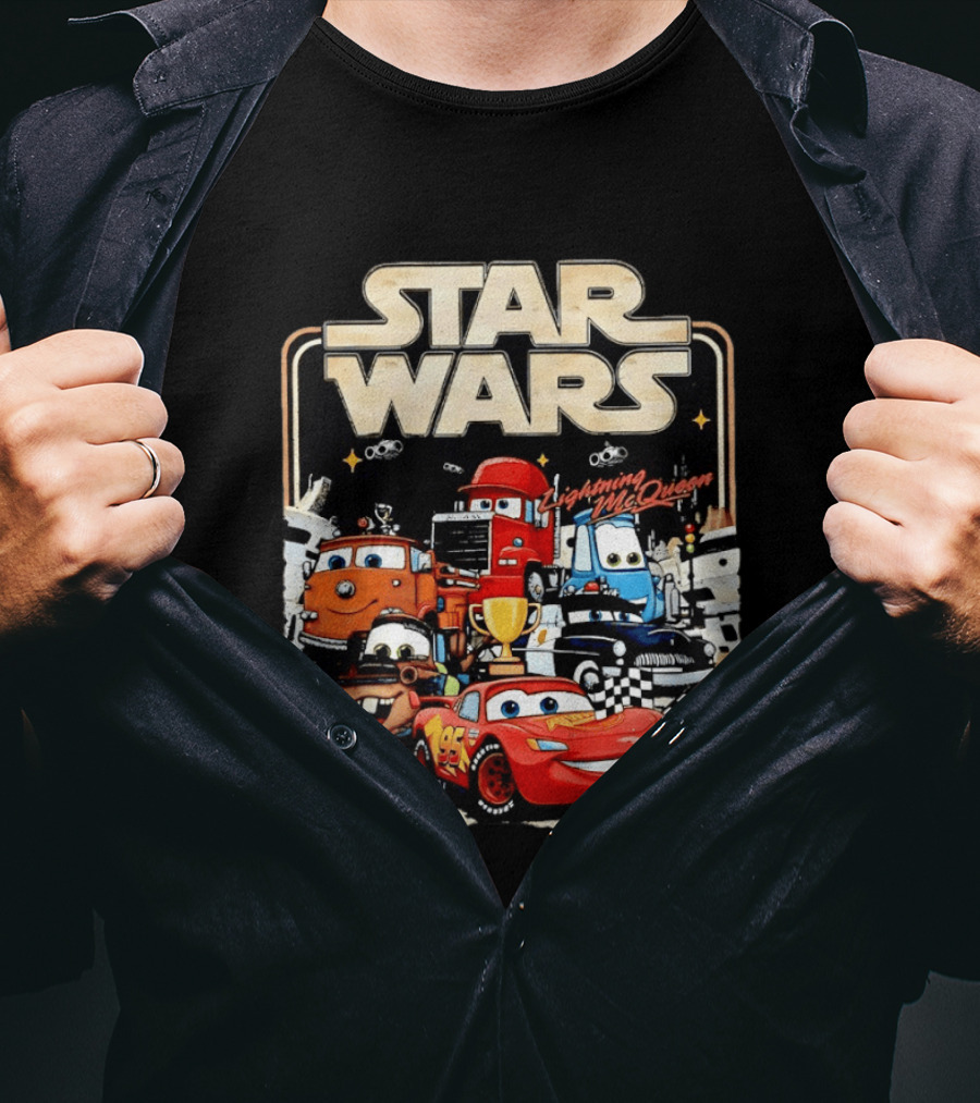 STAR WARS Lightning McQueen Racing Adventure With Cars Characters T-Shirt