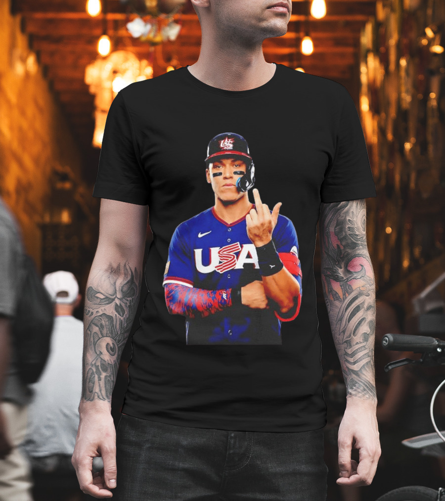 Aaron Judge USA Baseball WBC 2026 Middle Finger Iconic Gesture T-Shirt